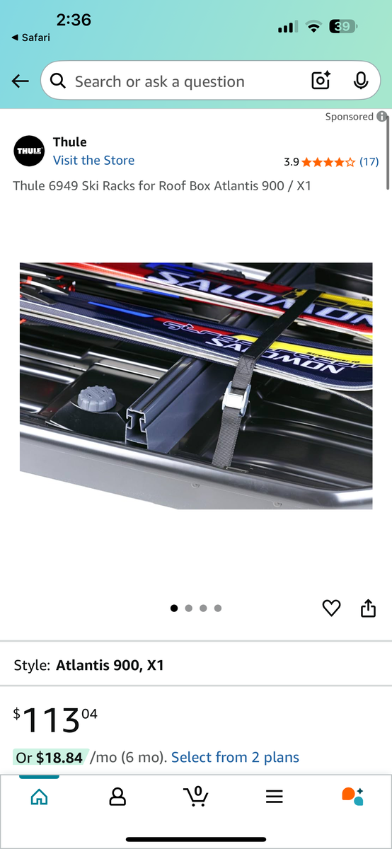 Thule Box Ski Carrier Adapter 694-900 — New