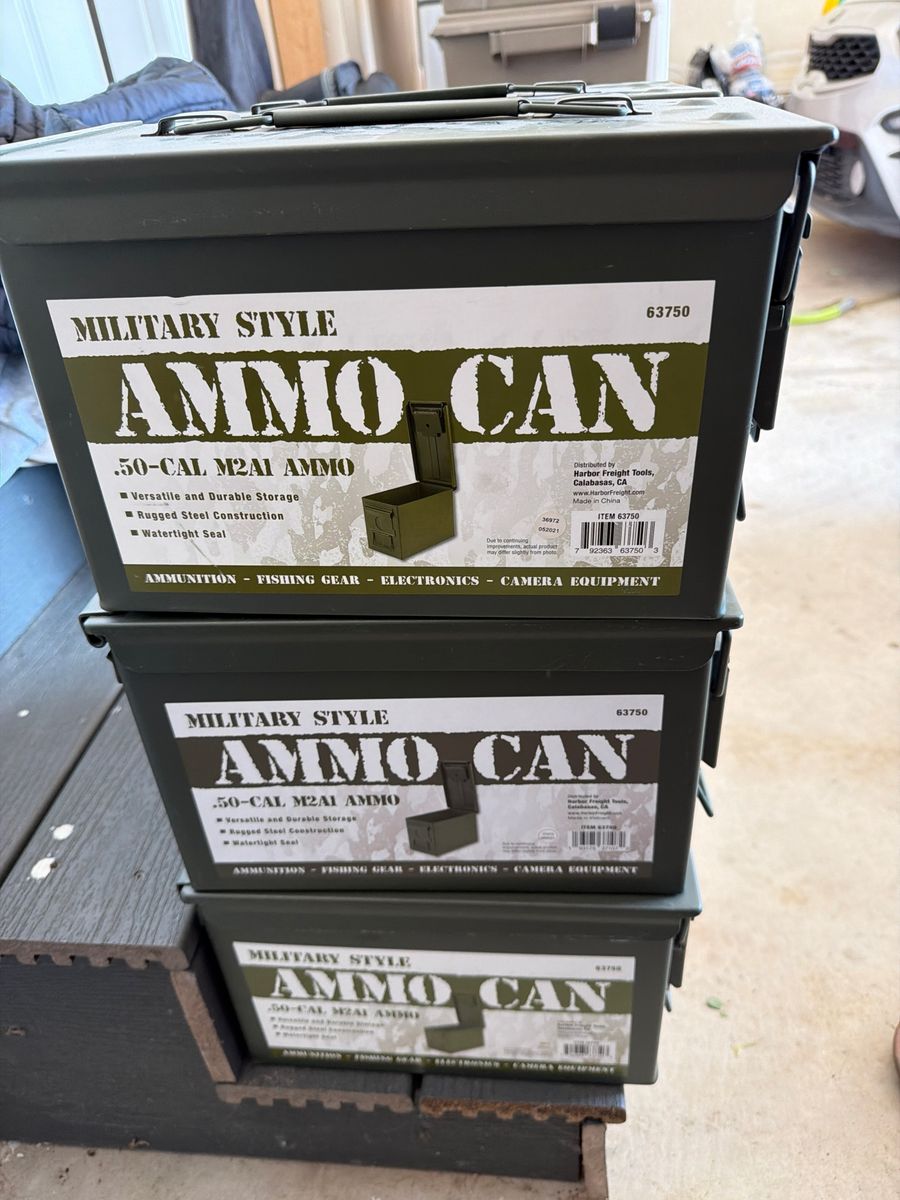 Military Style .50-Cal M2A1 Metal Ammo Cans - Set of 6