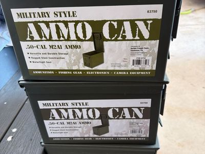 Military Style .50-Cal M2A1 Metal Ammo Cans - Set of 6