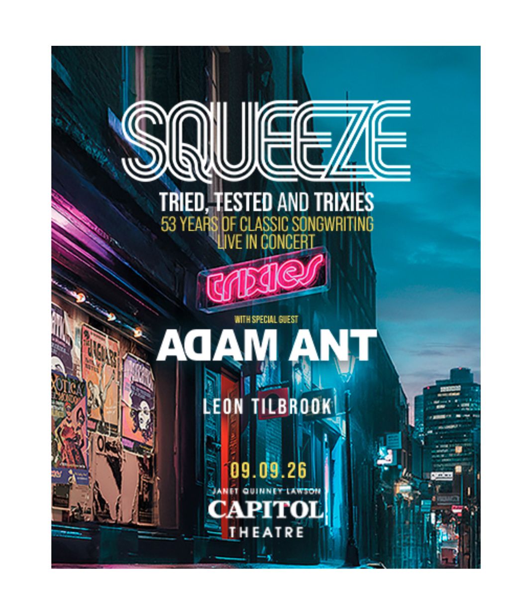 2 Aisle Tix Squeeze Adam Ant