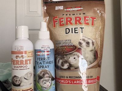 Ferret food, spray and shampoo