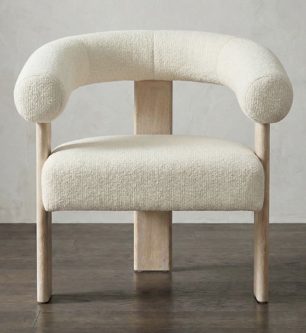 Luxe Sherpa Upholstered Accent Armchair with Solid Wood Frame