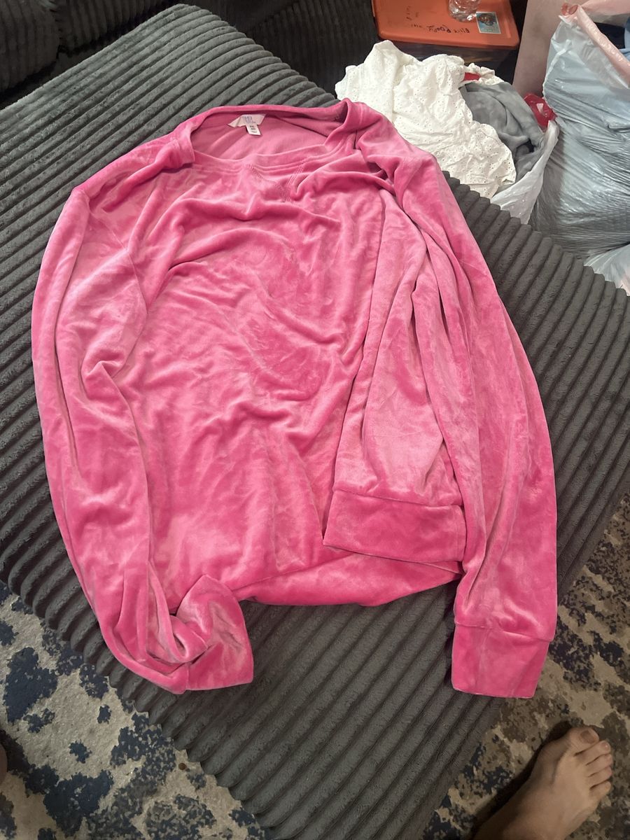 Time and Tru Pink Velour Sweatshirt Size XXL 20