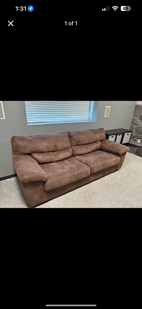Comfortable Brown Sofa/Couch-WILL DELIVER