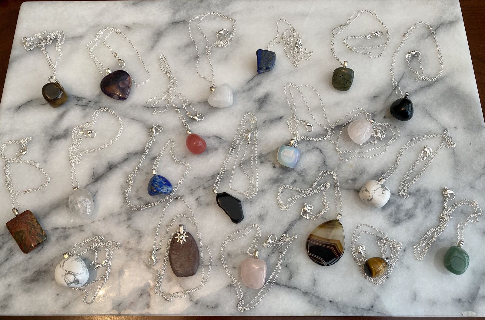 NEW- Beautiful Natural Healing Stones Necklaces on 20 inch Silver Plated Chain Your Choice $11 C PIX