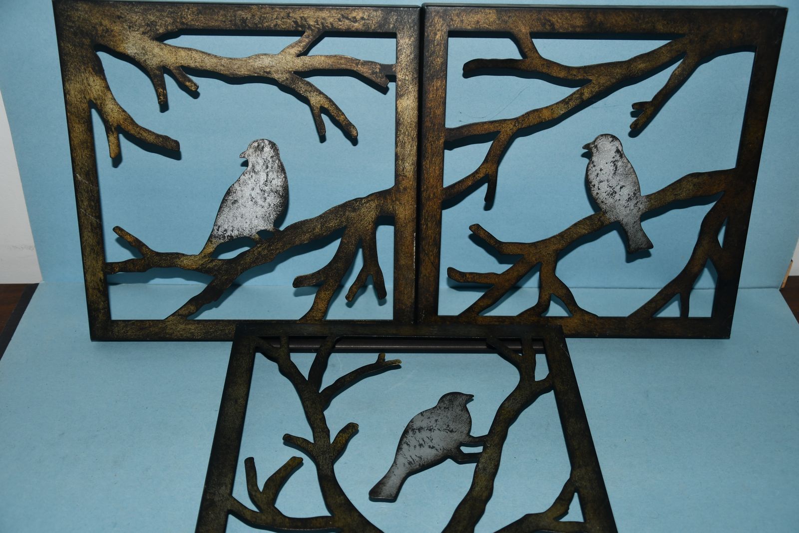 3 METAL "BIRD" WALL HANGINGS ~ UNIQUE ~ 11" x 11" ~ ALL 3 for $10