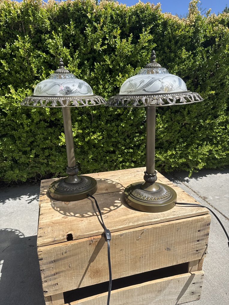 Antique Looking Glass Shade Lamps