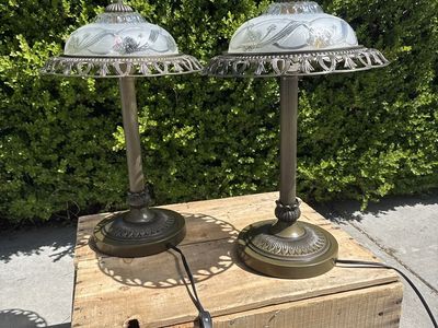 Antique Looking Glass Shade Lamps