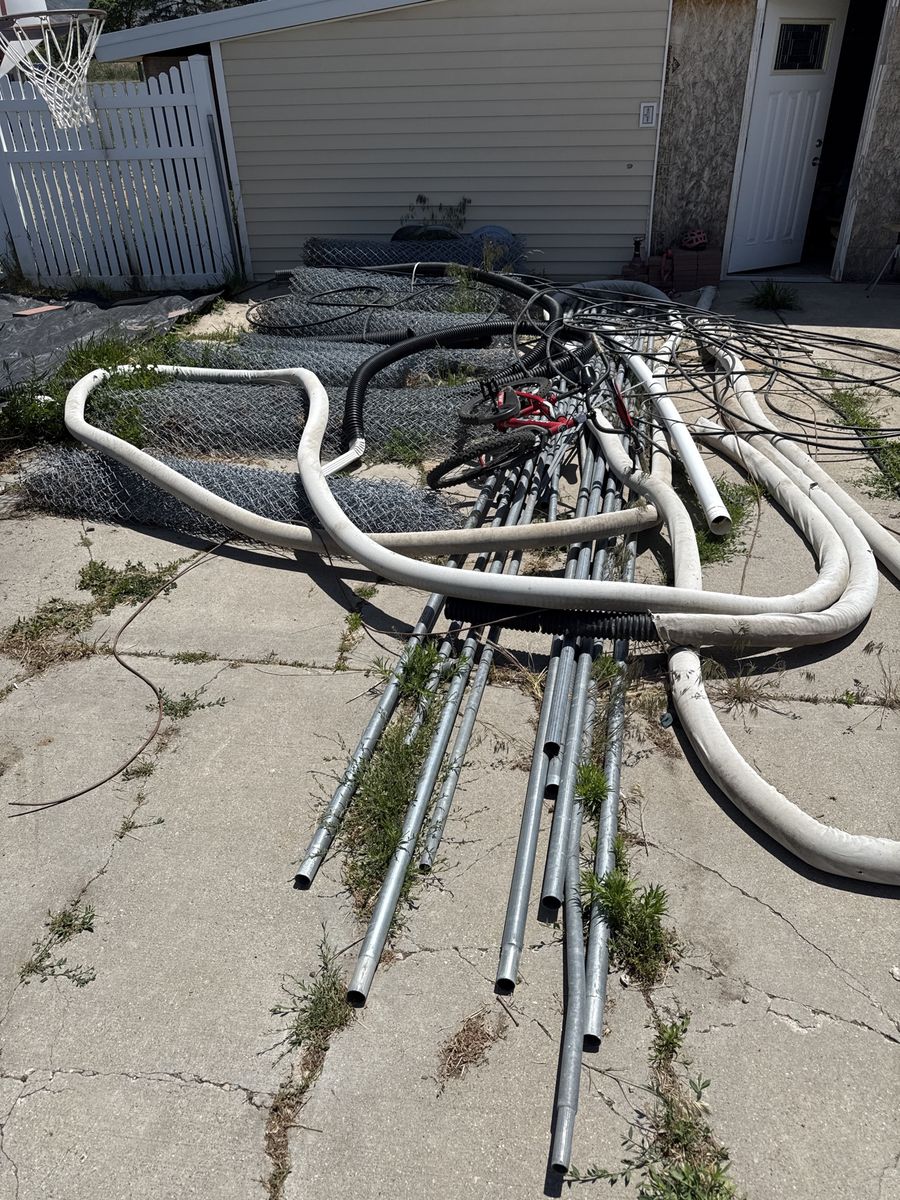 Assorted Metal Poles, Fencing, and Hoses - Scrap Metal & DIY Project make offer