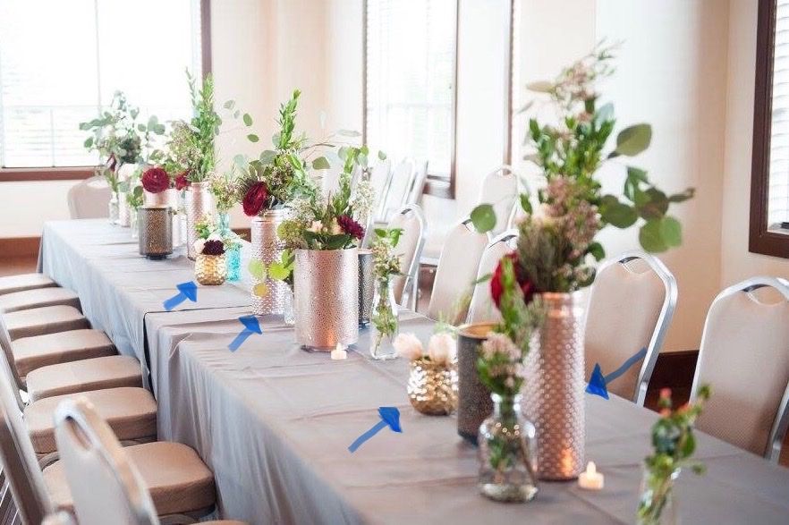 Gold and Rose Gold vases Wedding/Event Decor