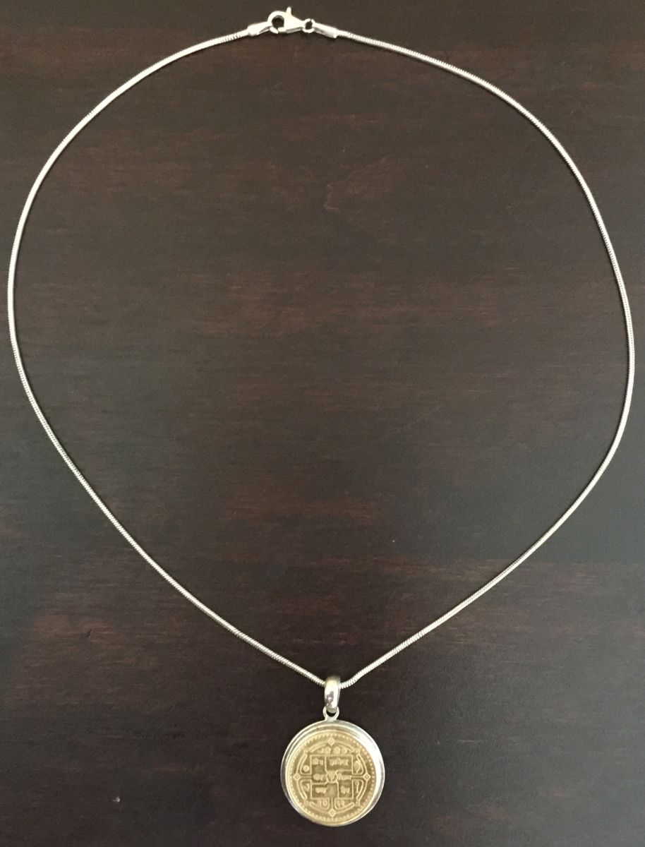 Sterling Silver 925 Nepal Coin Necklace