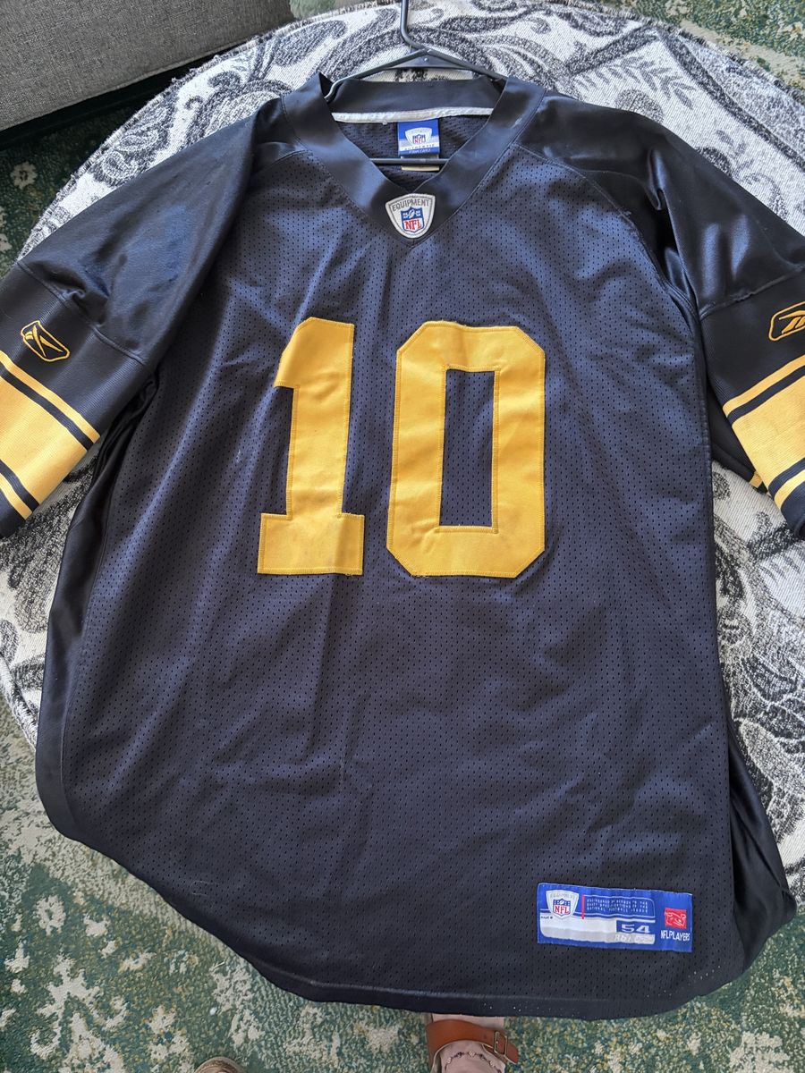 Reebok NFL Authentic Santonio Holmes #10 Black & Gold Stitched Football Jersey Size 54