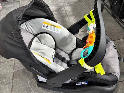 Infant Car Seat with Canopy and Attached Stroller Toy - Black/Gray