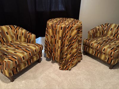 Matching kids chair set with Table - Patterned Fabric