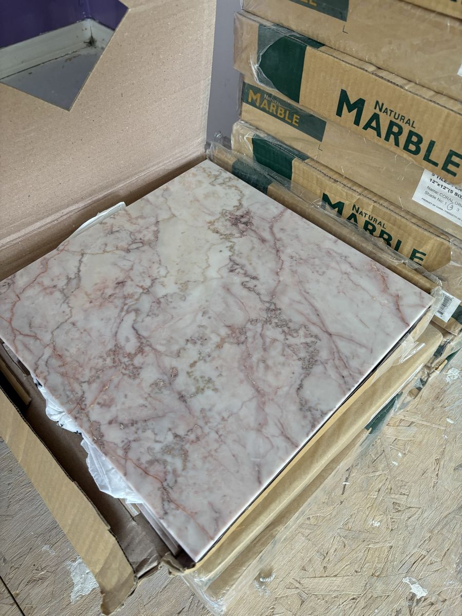 Natural Marble Coral Oriental 12"x12" (5 sq ft) Tiles - 20 Cases (100 sq ft total)