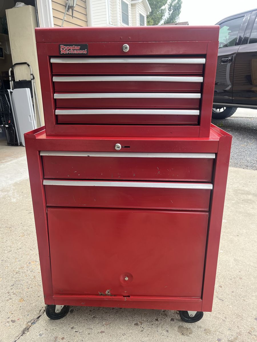 Popular Mechanics Red Rolling Tool Box Chest Cabinet Storage Organizer