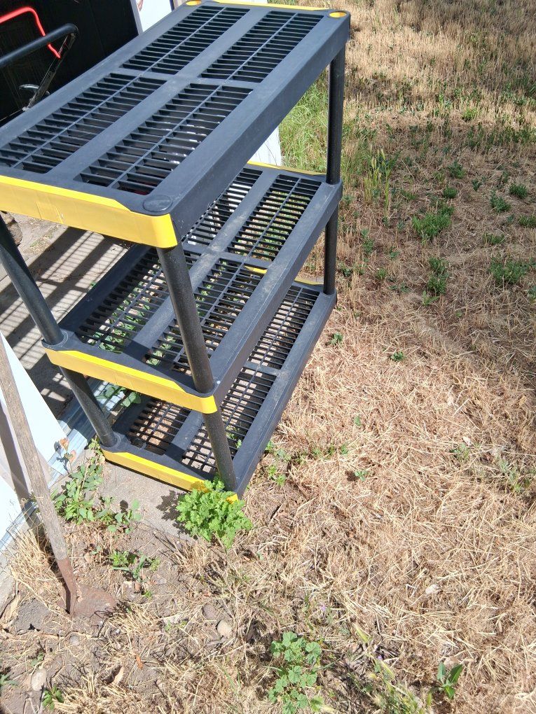 Heavy-Duty 3-Shelf Plastic Storage Unit - Black & Yellow Utility Rack