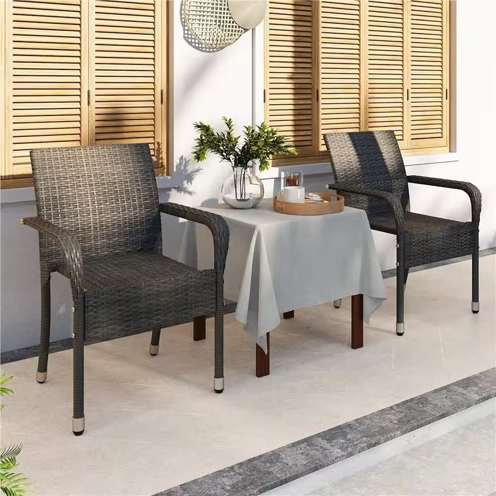 PE Outdoor Rattan Chair Set OF 2 with Armrests. 2 SETS AVAILABLE