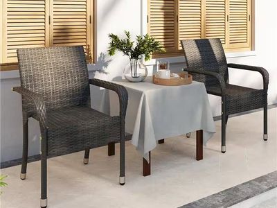 PE Outdoor Rattan Chair Set OF 2 with Armrests. 2 SETS AVAILABLE