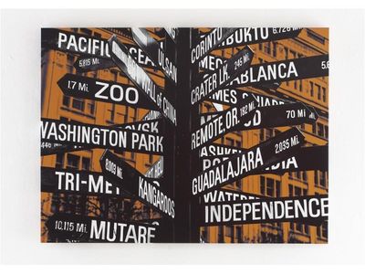 Mileage Post Pioneer Square Canvas Wall Art.