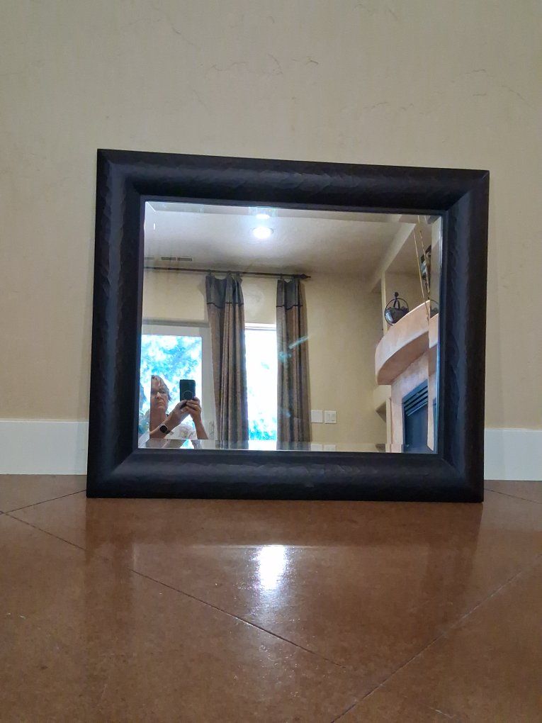 Large Dark Wood Framed Wall Mirror