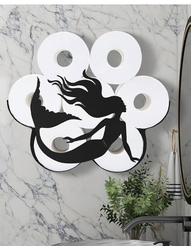 Wall-mounted mermaid-shaped toilet paper holder