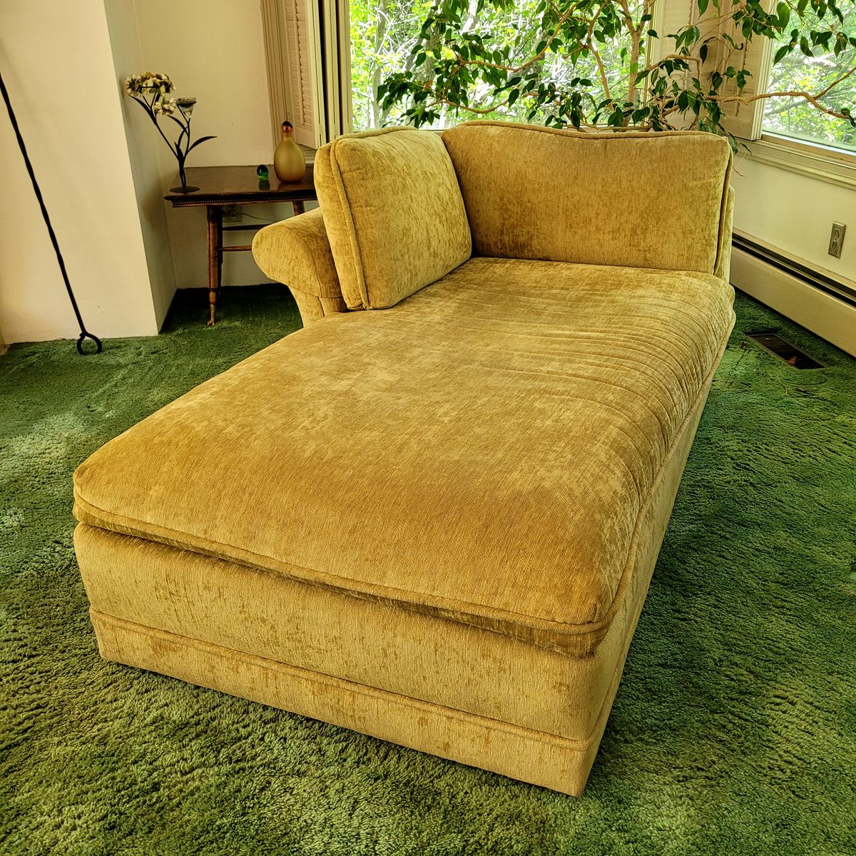 Gold Upholstered Chaise Lounge