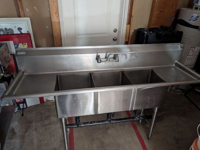 Commercial 3-compartment stainless steel sink (restaurant-grade). Atlanta Culinary Equipment Inc.