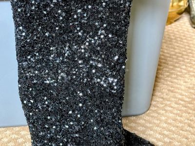 A New Day Women's Black Sequin Knee-High Heeled Boots Size 7.5
