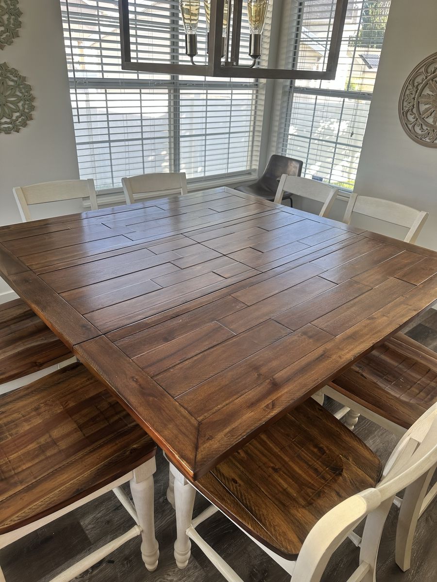 Ashley Furniture Square Dining Set with 8 Chairs and 2 Bar Stools