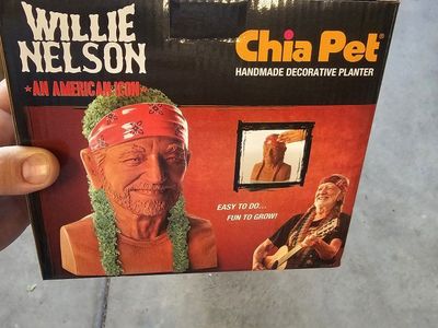 Willie Nelson Chia Pet "An American Icon" Handmade Decorative Planter - New in Box!