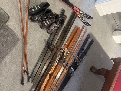 Antique Skis, Poles And Boots