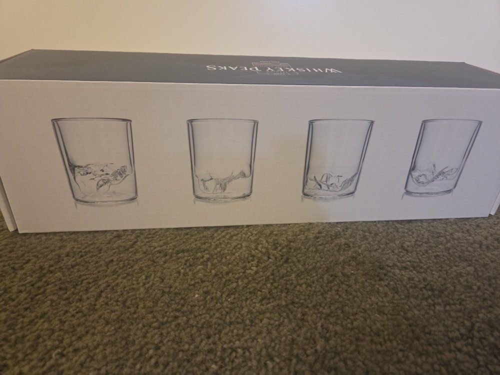 Whiskey peaks bourbon glasses mountain zion range utah man cave bar factory sealed barware cups