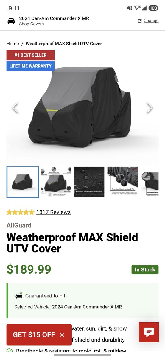 Storage cover  new 2024 canam commander  