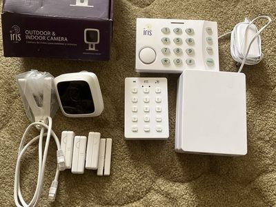 Iris Smart Home Security System Kit with Outdoor/Indoor Camera, Keypads, Hub, and Sensors
