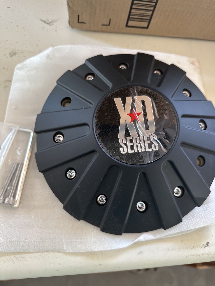 XD Series Black Wheel Center Cap with Red Star Logo - New, Includes Screws