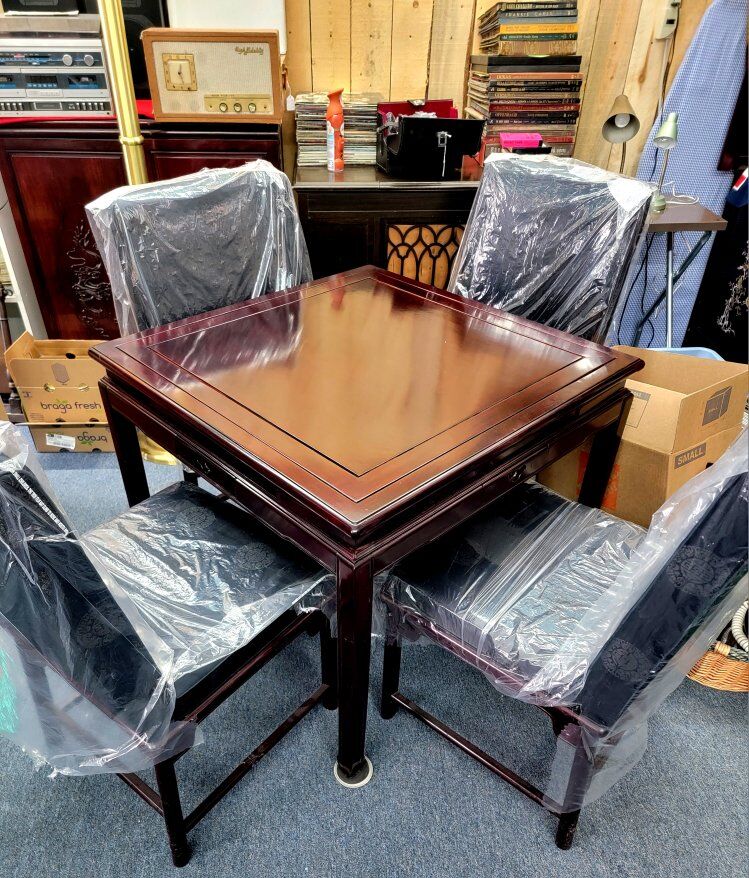 Red Rosewood Table with Chairs