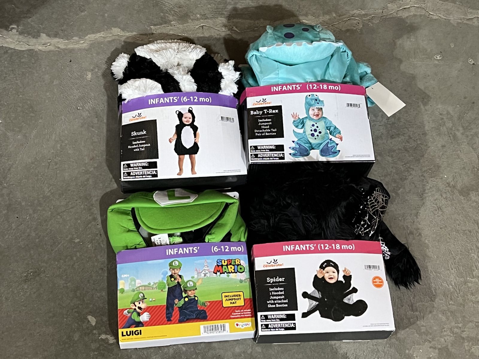 NEW: Luigi, Skunk, Spider, T-Rex Halloween Costumes