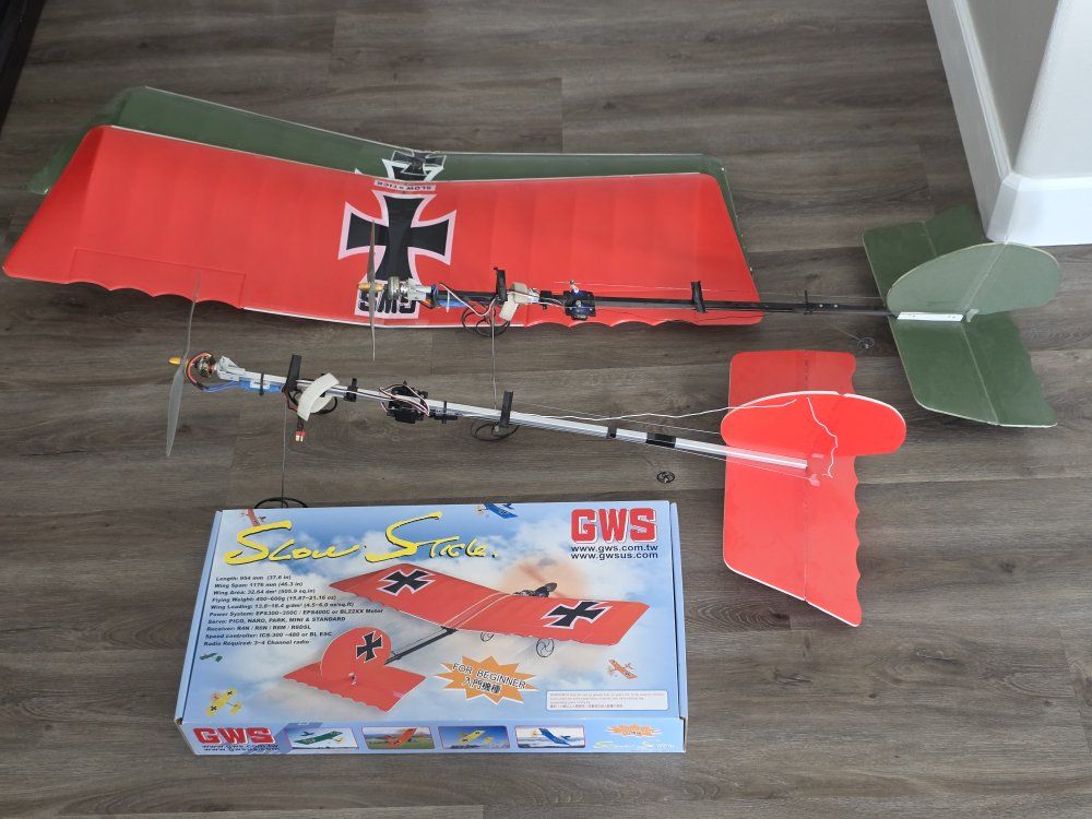 Two GWS Slow Stick RC Airplanes with transmitters and more