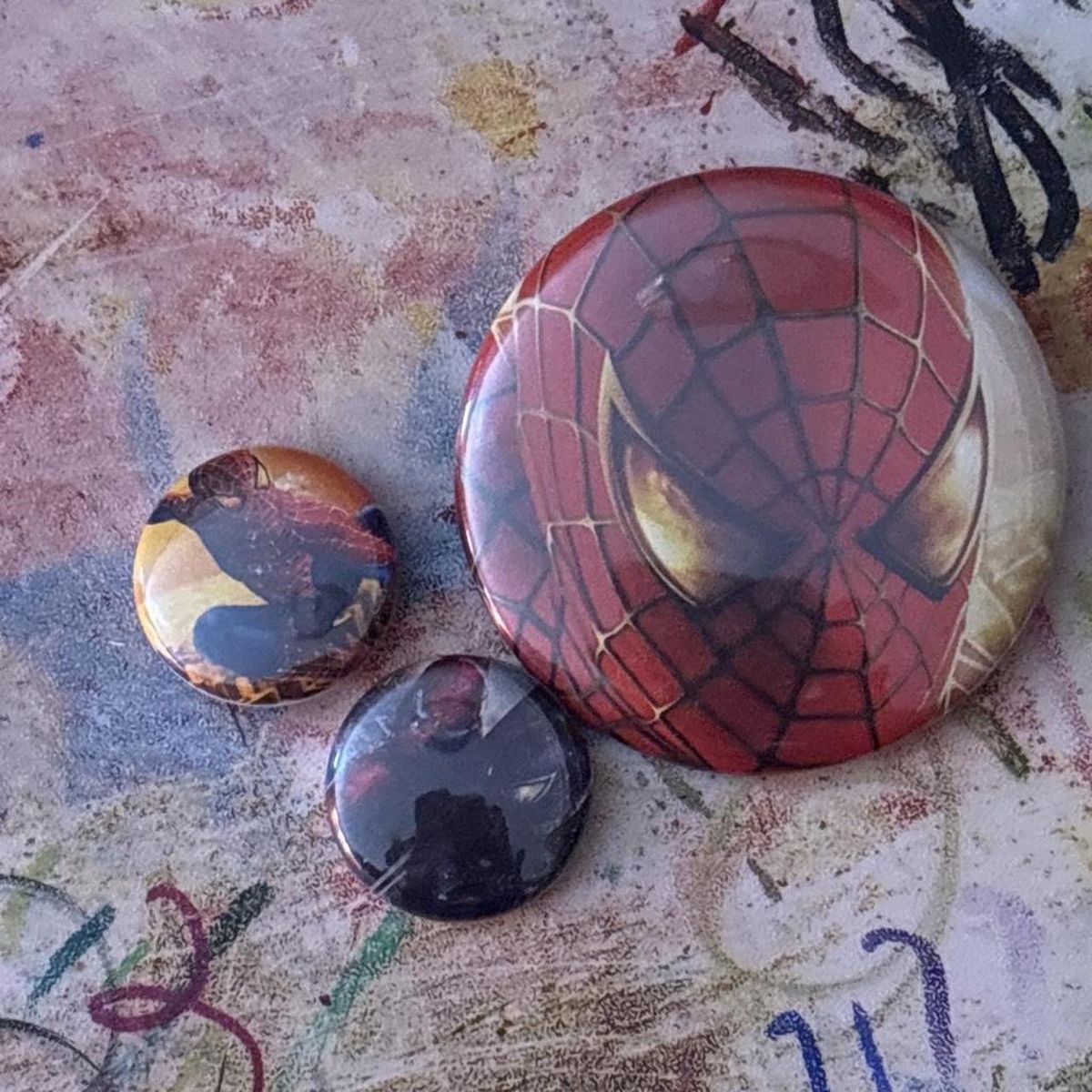 Spider-Man Collectible Button Pin Set - 1 Large, & 2 Small Pins - Comic Book/Movie Merch