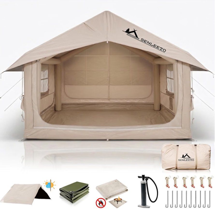 Inflatable Tents for Camping, Large Inflatable Camping Tent with Hand Pump, Easy Setup Tents for 4-6 People, Portable Glamping T