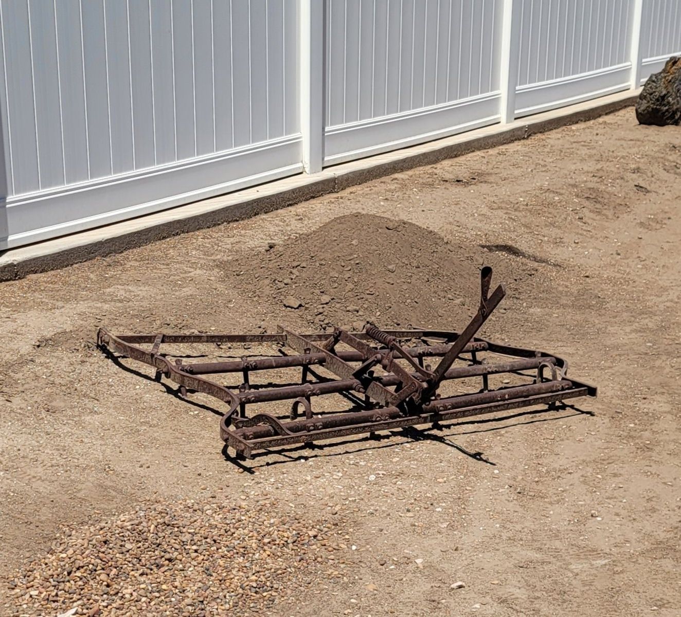 Vintage Metal Harrow Farming Tool - Rustic Agricultural Tool 3 Feet by 4 Feet Drag Harrow Ploughing Implement