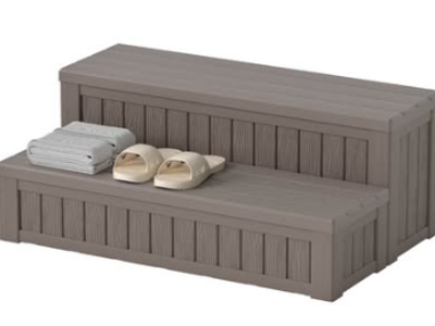 New - Fancyango Hot Tub, Deck, RV Steps w/ Storage, 36.6" Long, Grey.