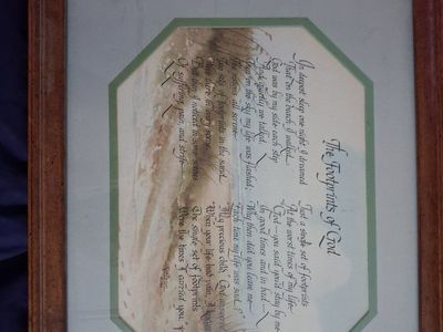 Vintage "Footprints in the Sand" Poem Framed Wall Art Wood Frame Religious Decor