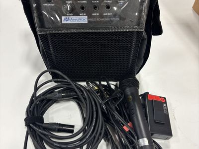 AmpliVox Mity-Vox Wireless Rechargeable PA System with Microphone and Cables