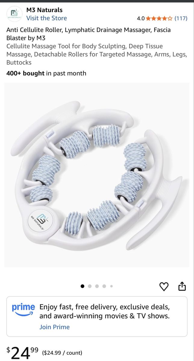 M3 Naturals Anti Cellulite Roller & Lymphatic Drainage Massager Tool