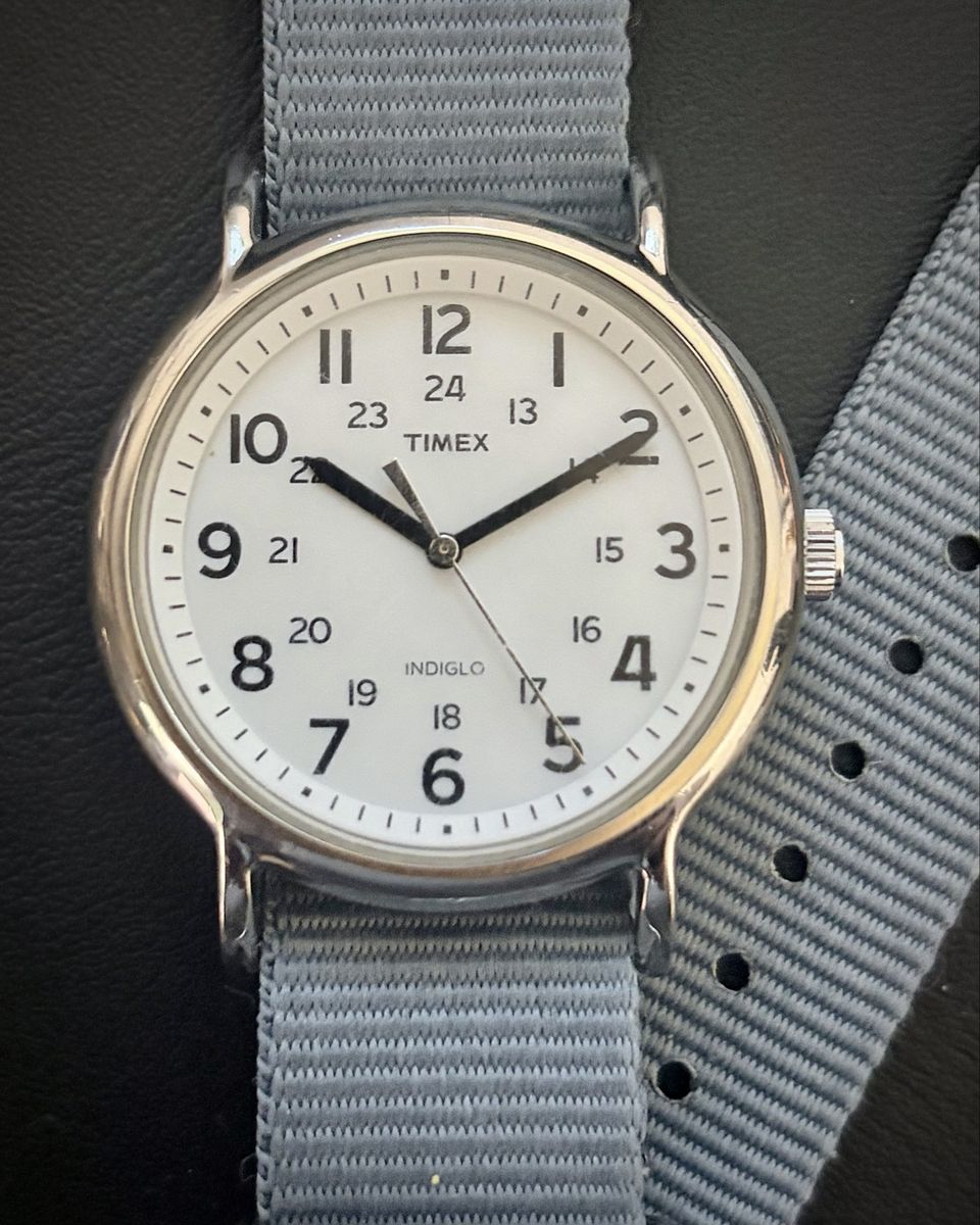 Timex Easy Reader Military 24h Quartz Watch 38mm Indiglo New Grey Nylon Strap New Battery