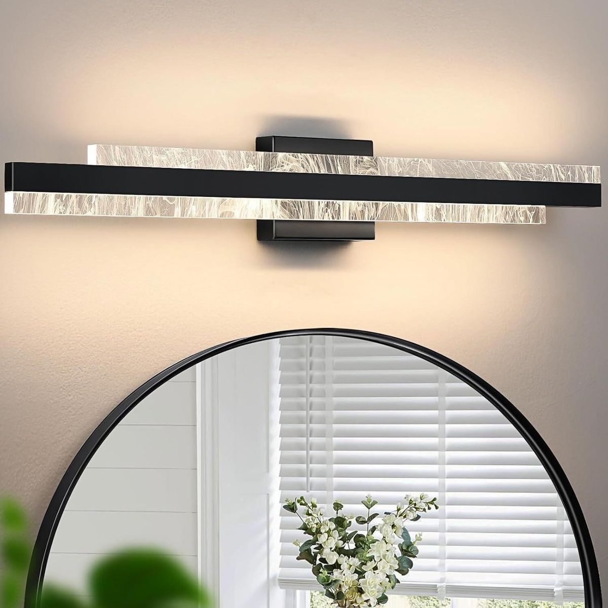 Matte Black 32" LED Bath Vanity Light 3000K