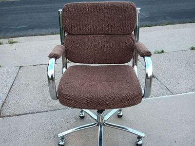 Mid Century Upholstered Chrome Office Chair