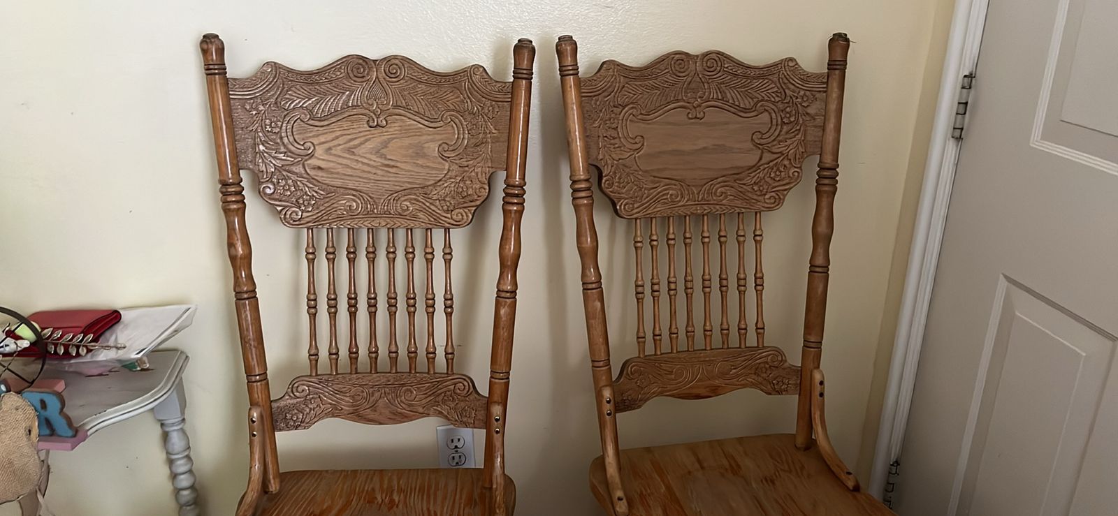 Vintage solid wood dining chairs